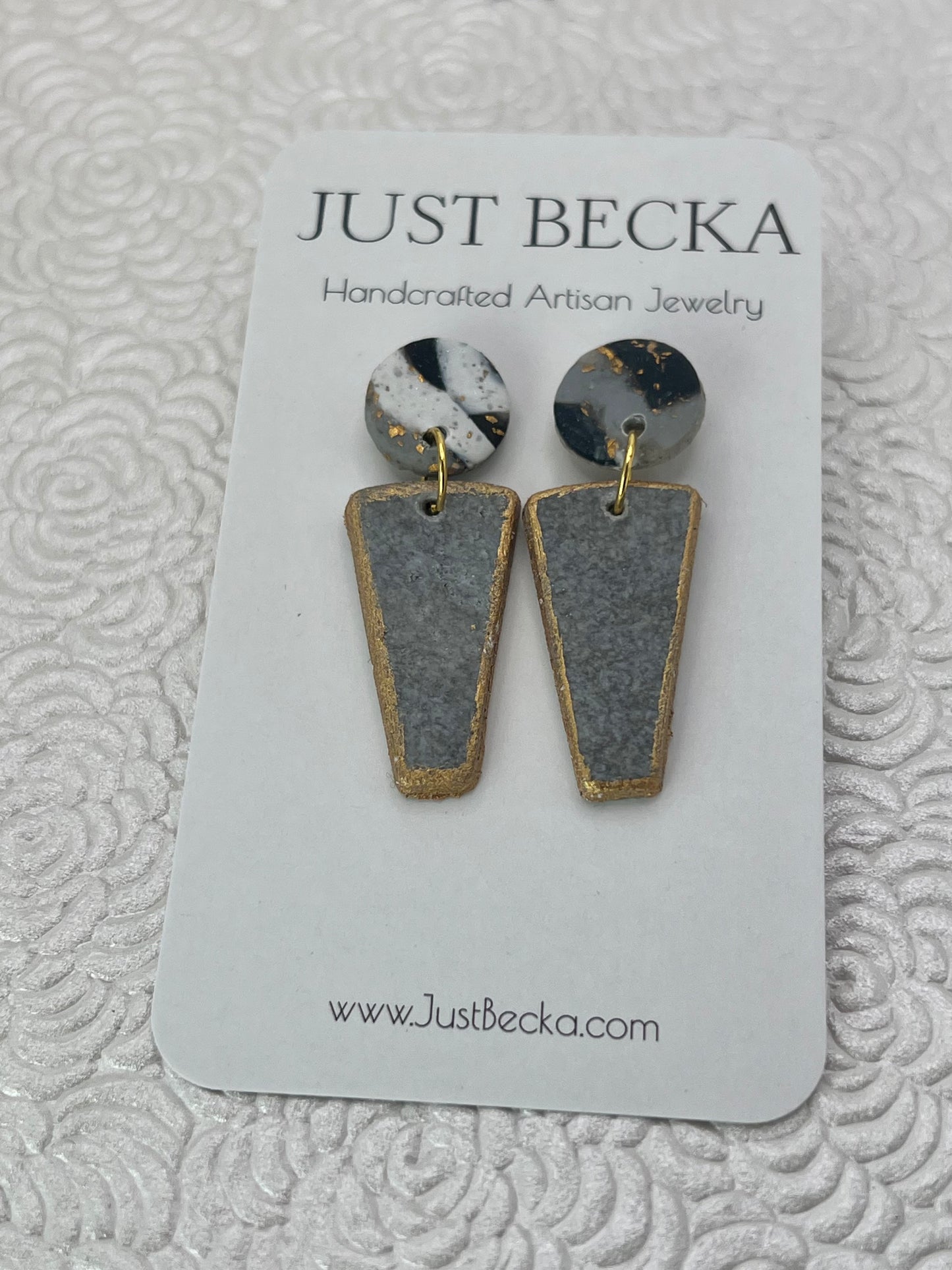 Gray, Black, and White Earrings