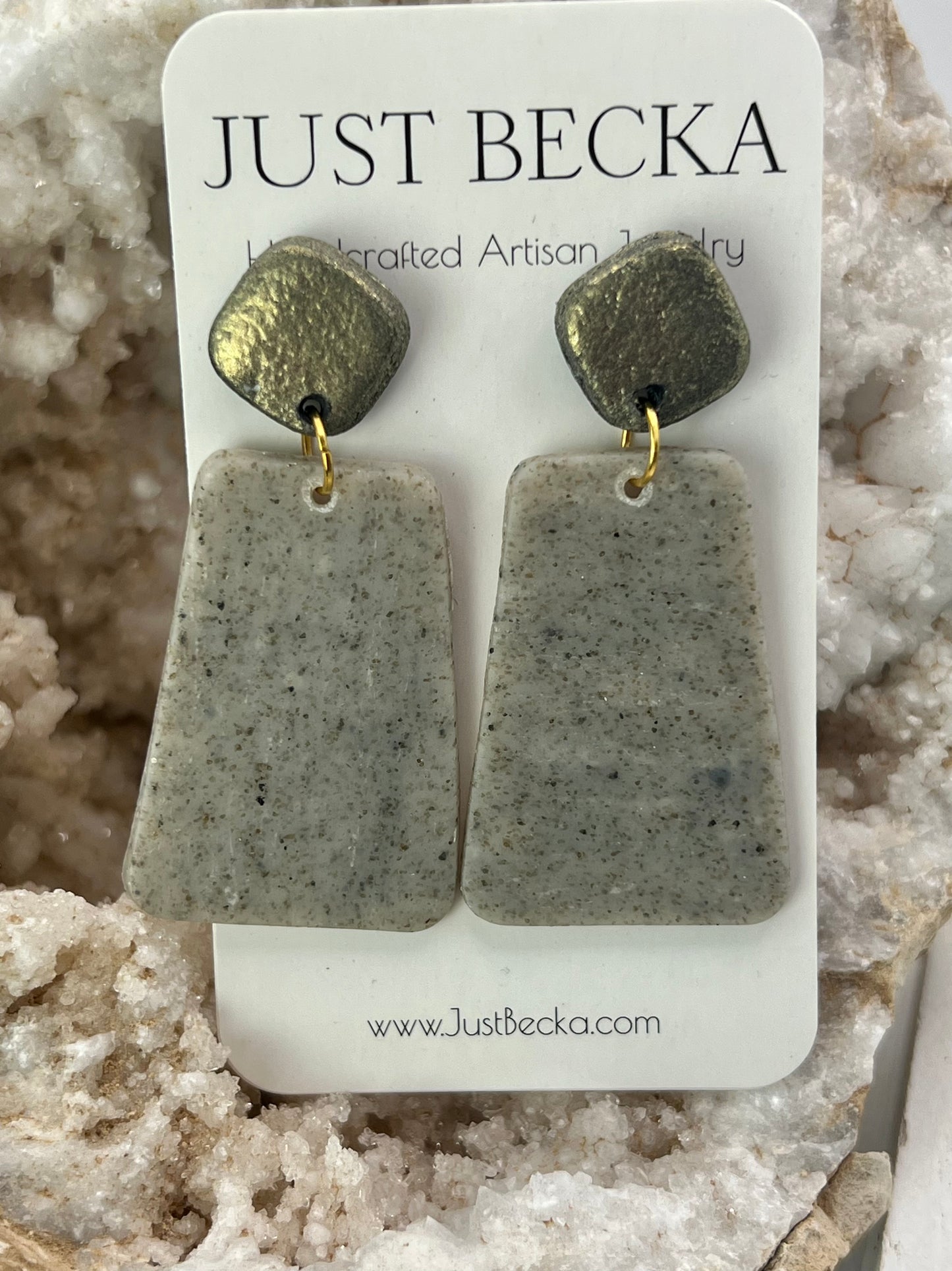 Gray, Black, and White Polymer Clay Dangle Earrings