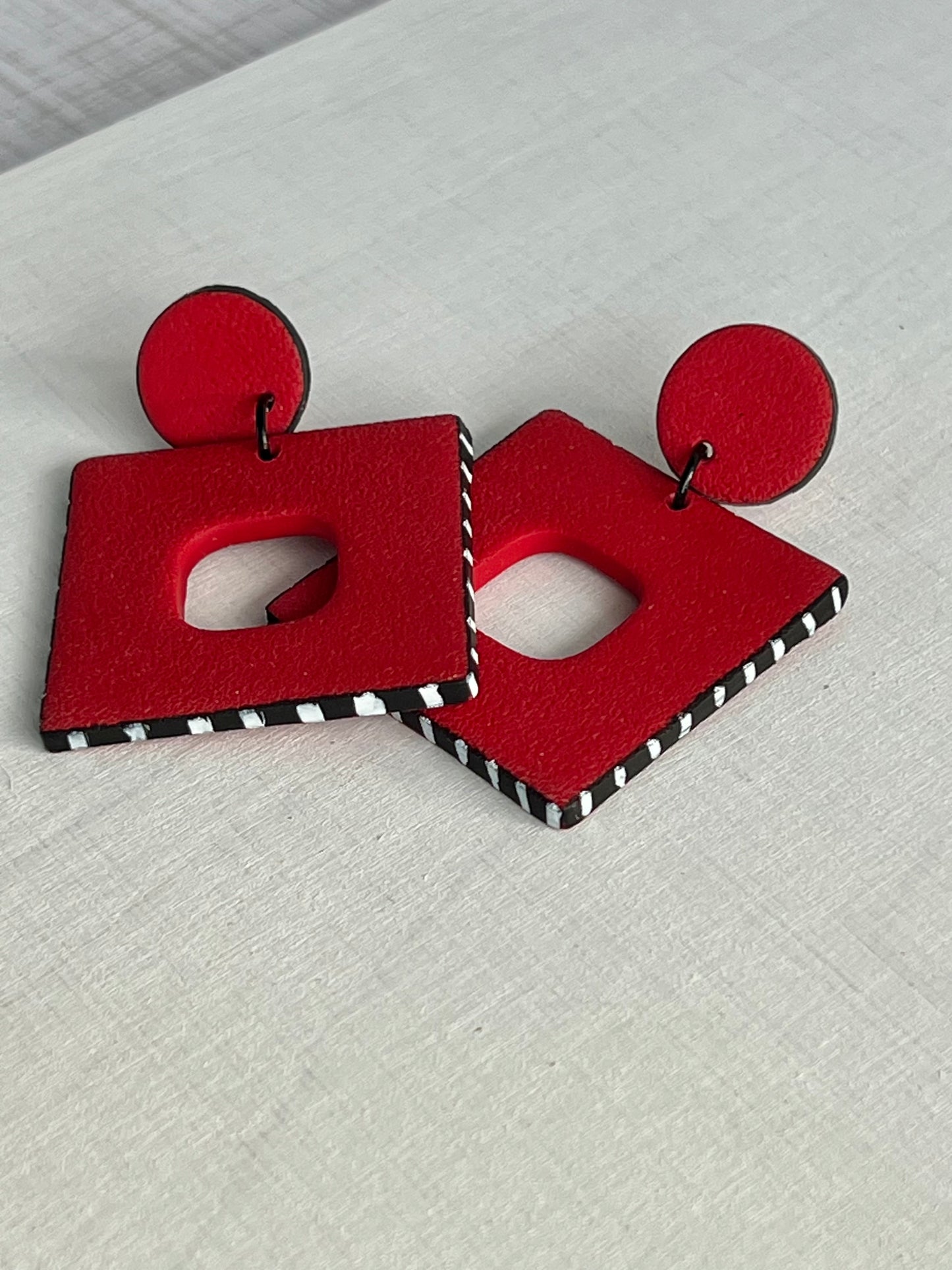 Bold Red Square Earrings