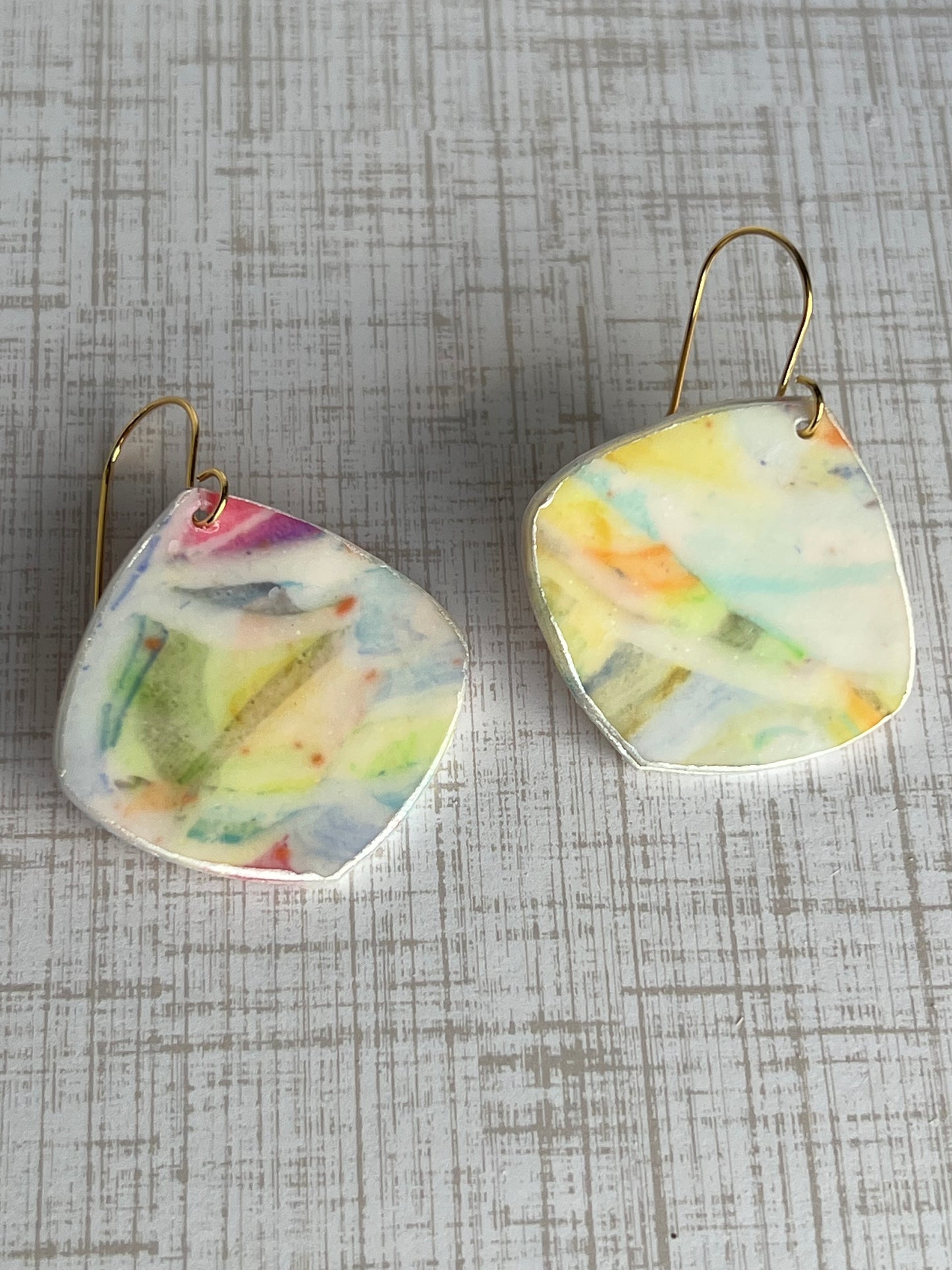 Handpainted Multi-Colored Abstract Dangle Earrings