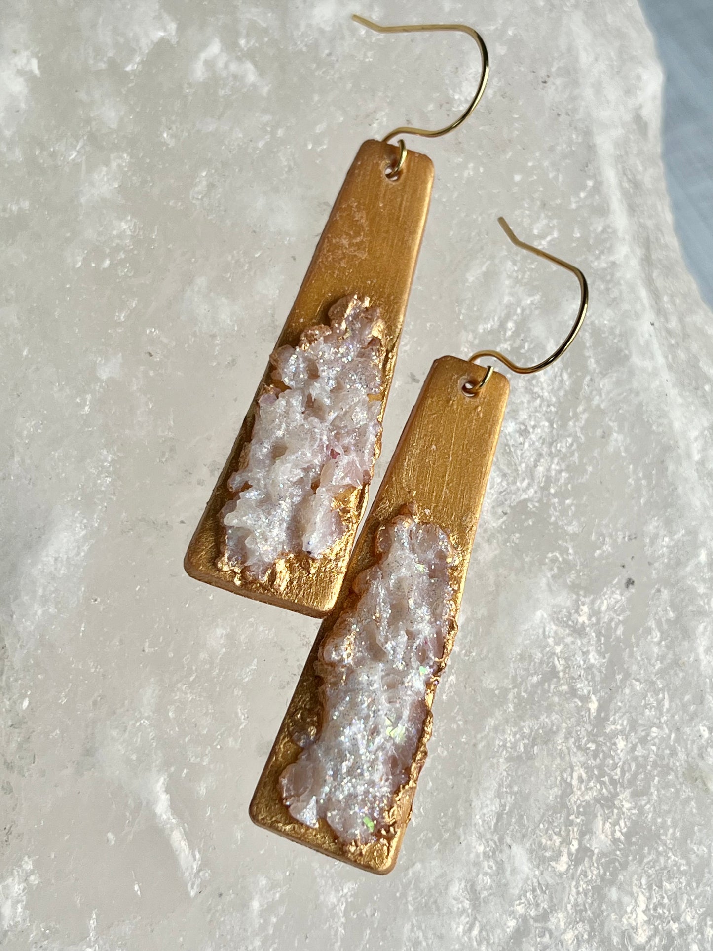 Gold and Crystal Dangle Earrings