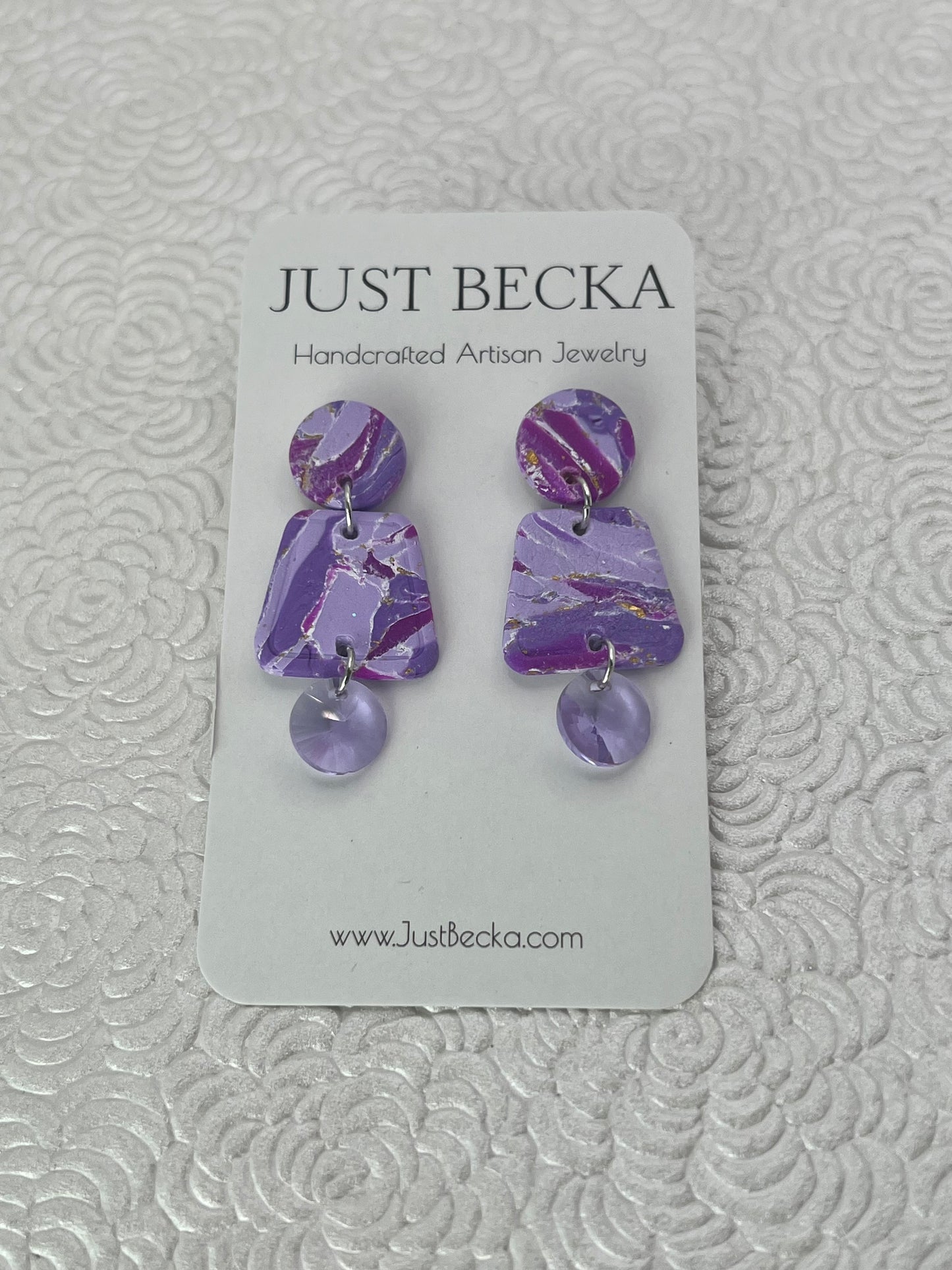 Purple and Gold Dangle Earrings