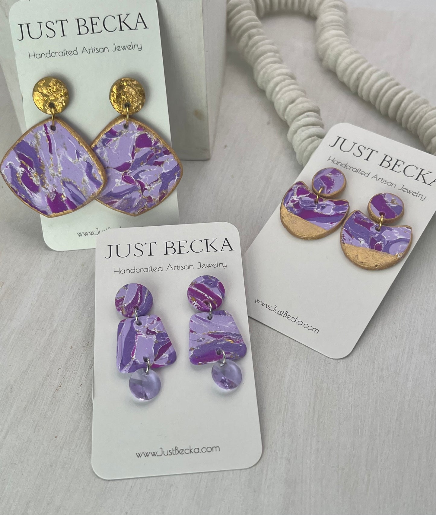 Purple and Gold Dangle Earrings