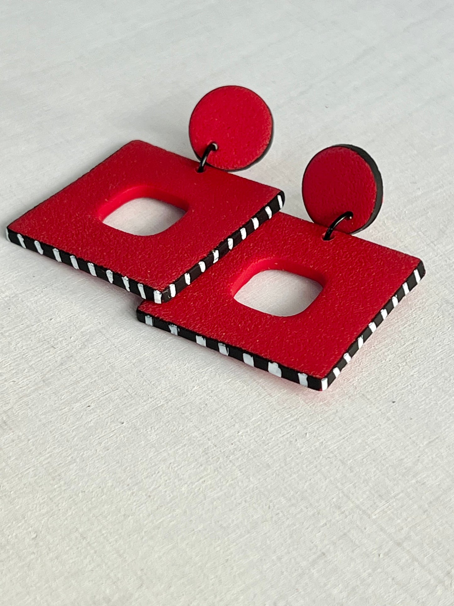 Bold Red Square Earrings