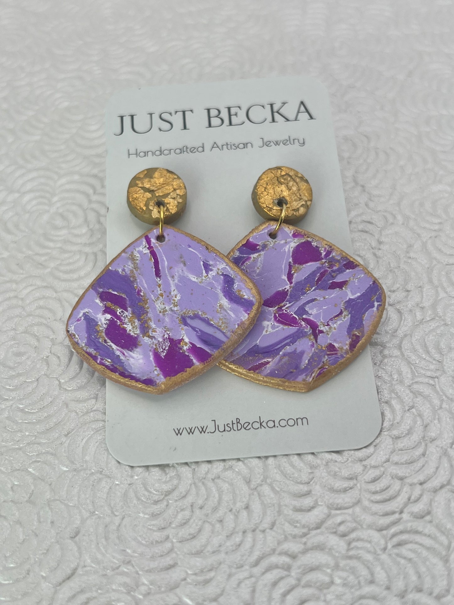 Purple and Gold Dangle Earrings