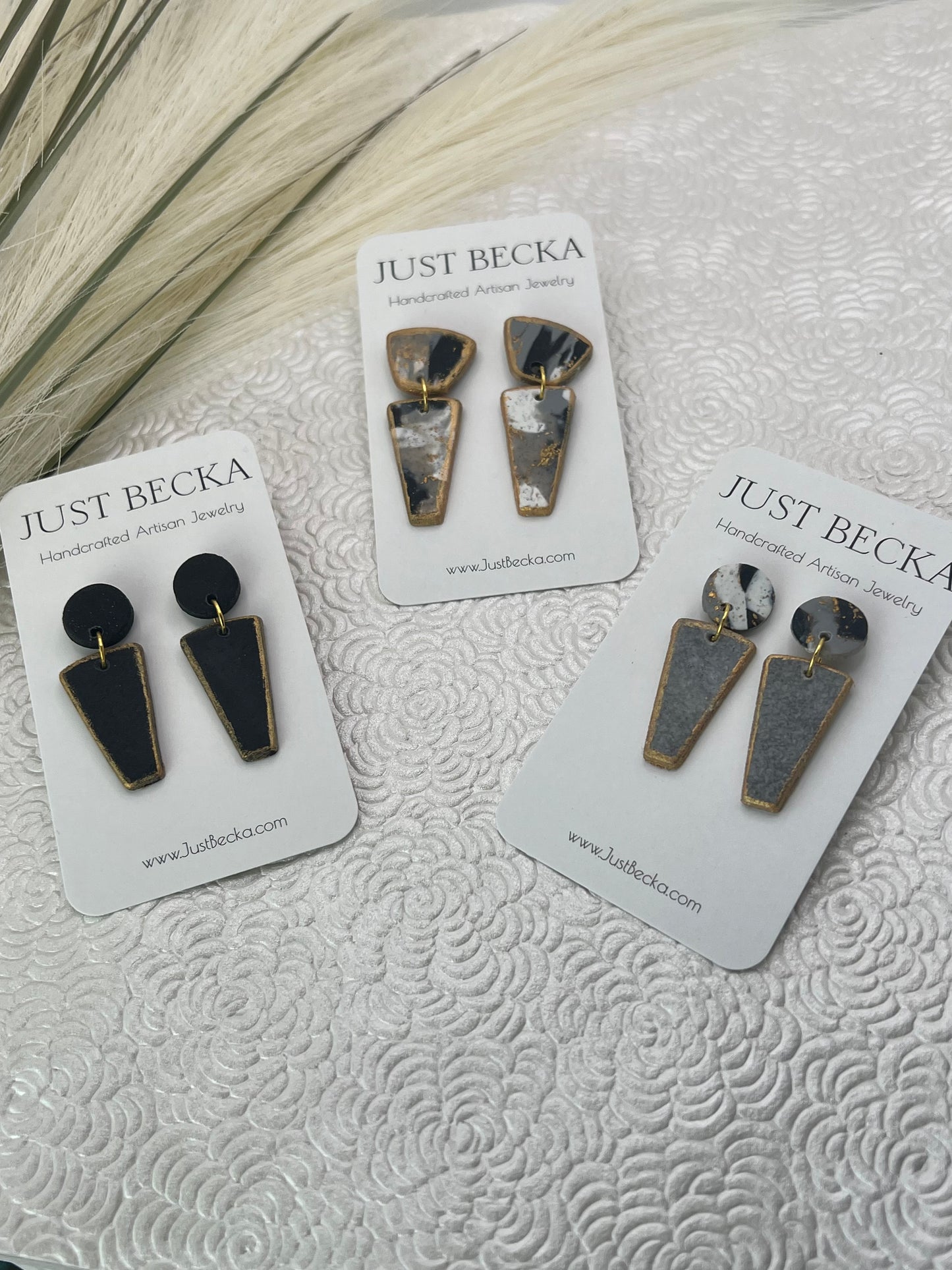 Gray, Black, and White Earrings