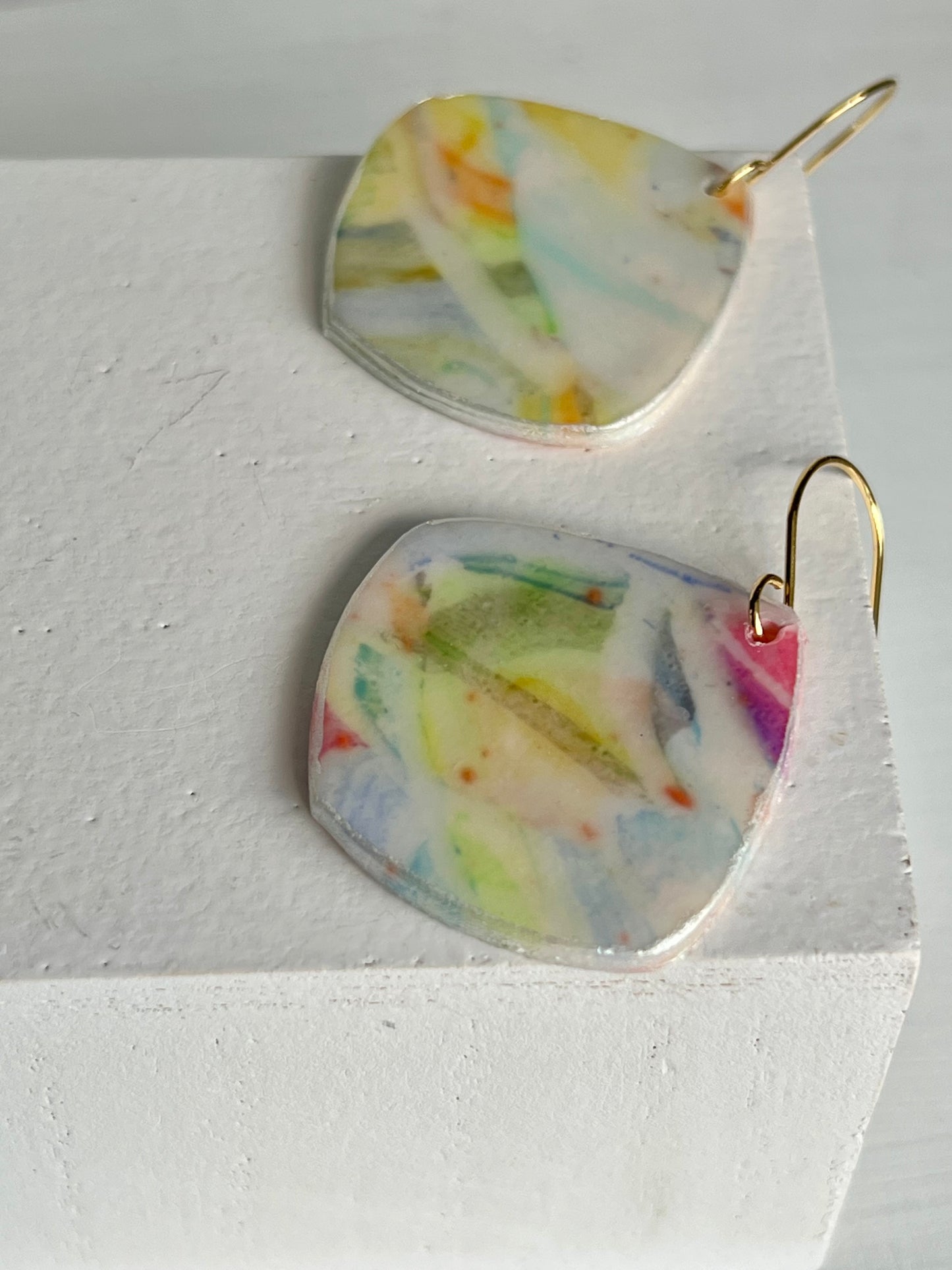 Handpainted Multi-Colored Abstract Dangle Earrings