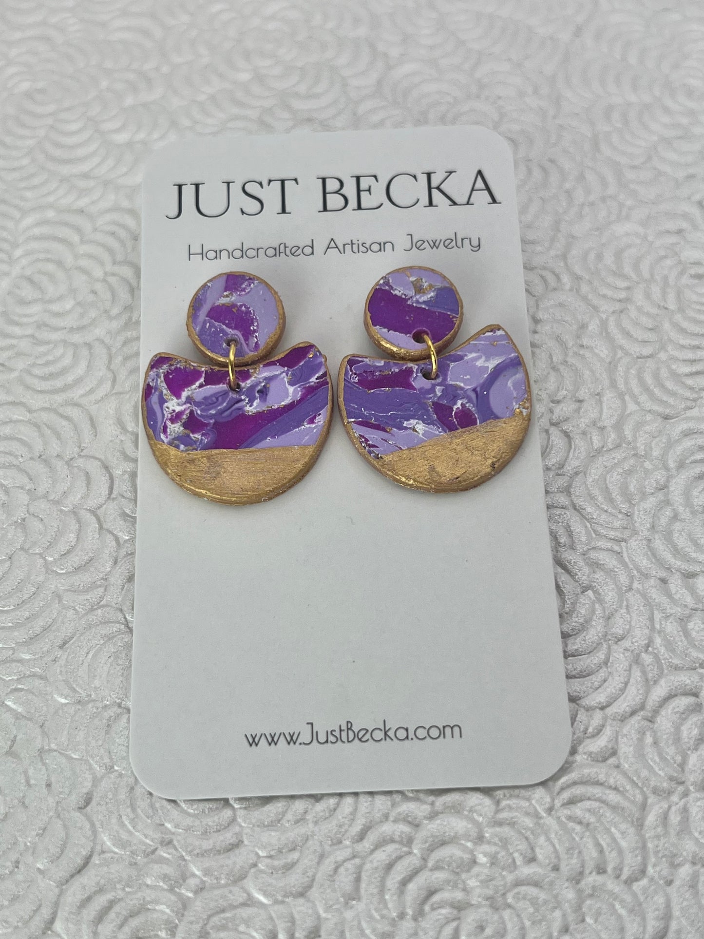 Purple and Gold Dangle Earrings