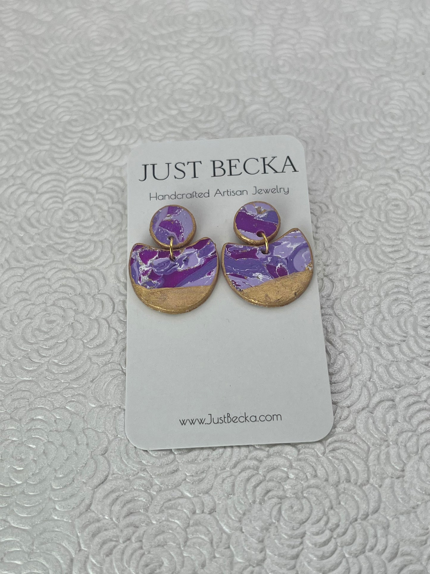 Purple and Gold Dangle Earrings